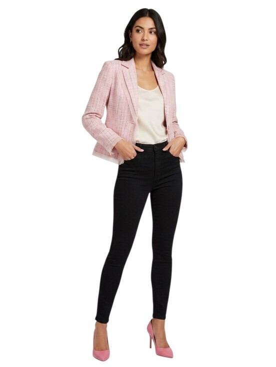 Ricki's Jackets & Blazers - Rickis Pink Tweed Fringe Detail Business Casual Blazer Size 4
